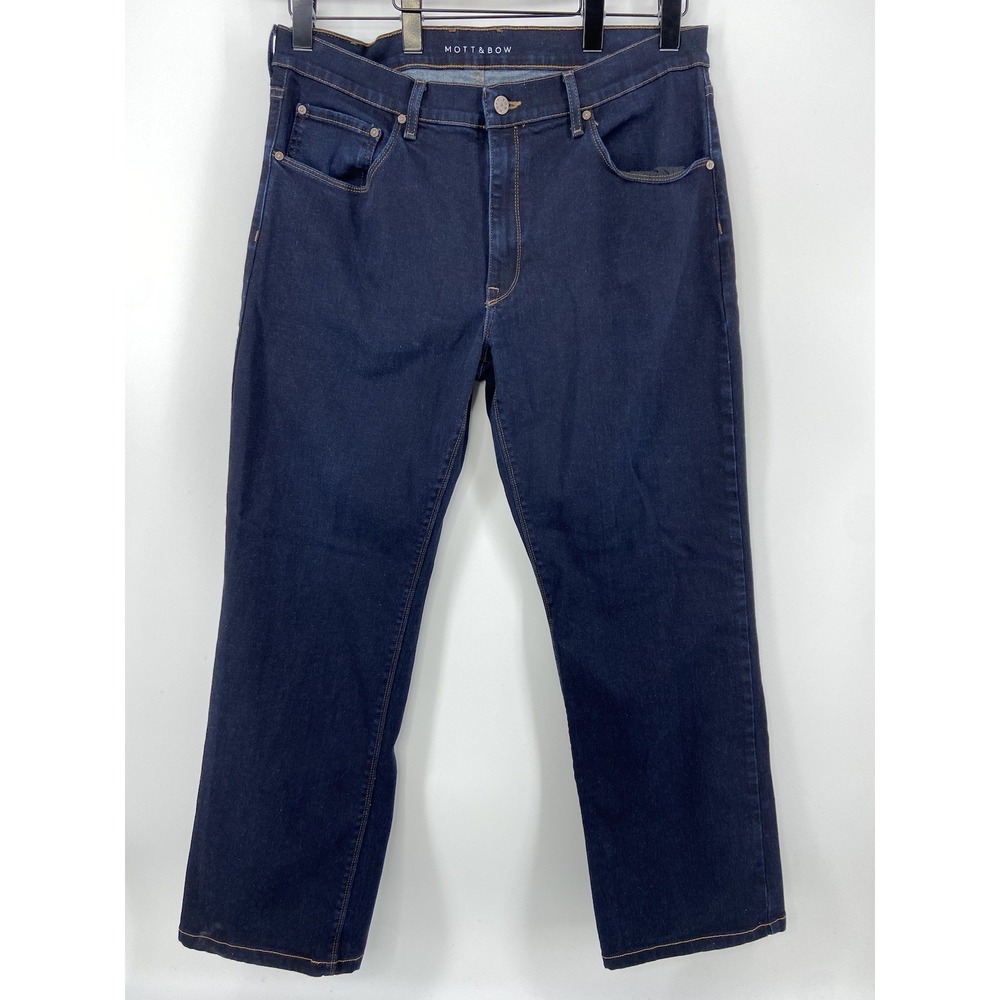 Mott & Bow Jeans Mens 38x30 Blue Oliver Straight Denim Cotton Stretch Denim Dark